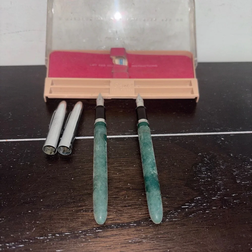 Vintage Sheaffer's Cartridge Fountain Pen Set |‎ Chrome Cap | Original Case